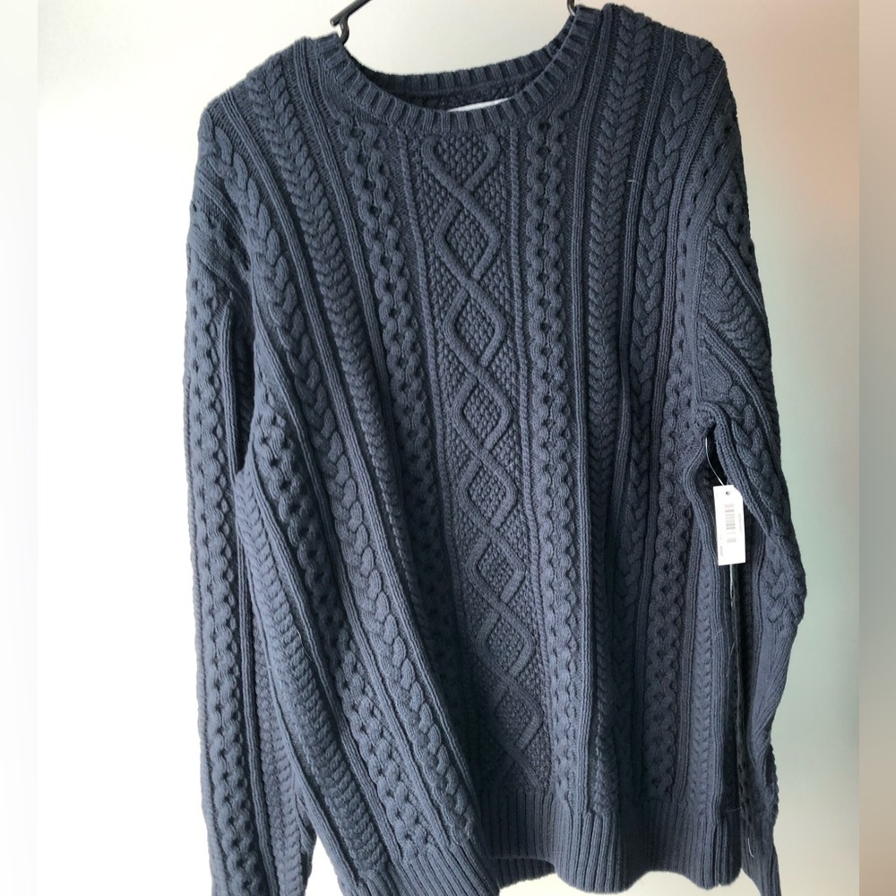 Amazon essential navy blue knit sweater.
